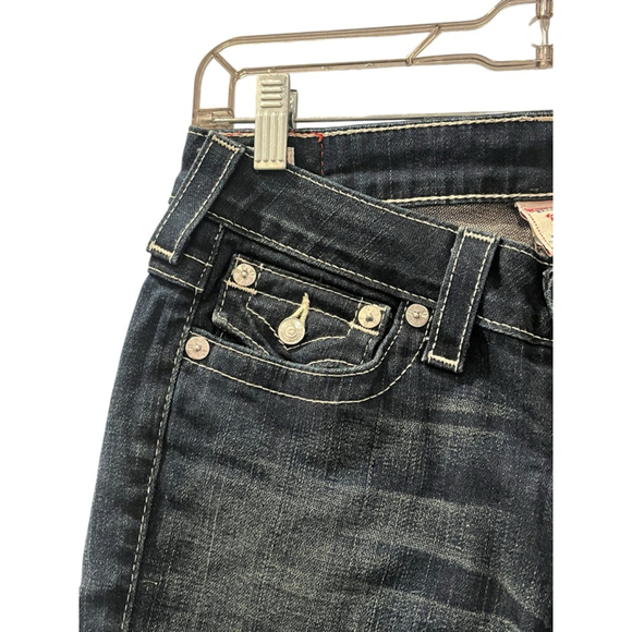 True Religion Cuffed Bermuda Denim Jean Shorts Size 27 Embroidered Studded Jewel - Picture 3 of 5